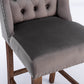 Elowyn - Set of 2 -  27" Grey Velvet Counter Height Bar Stools, Seat Height, Tufted Wingback Breakfast Chairs with Nailhead Trim and Wood Legs