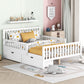 Platform Bed With Guardrails On Both Sides And 2 Storage Drawers