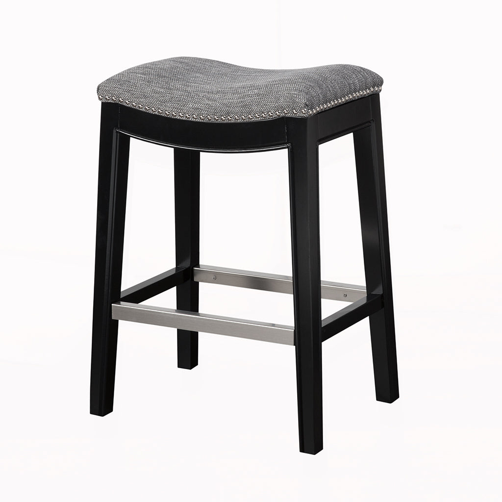 Solvianne- Set of 2 - 27." Grey Wood- Height  Saddle Counter Stool