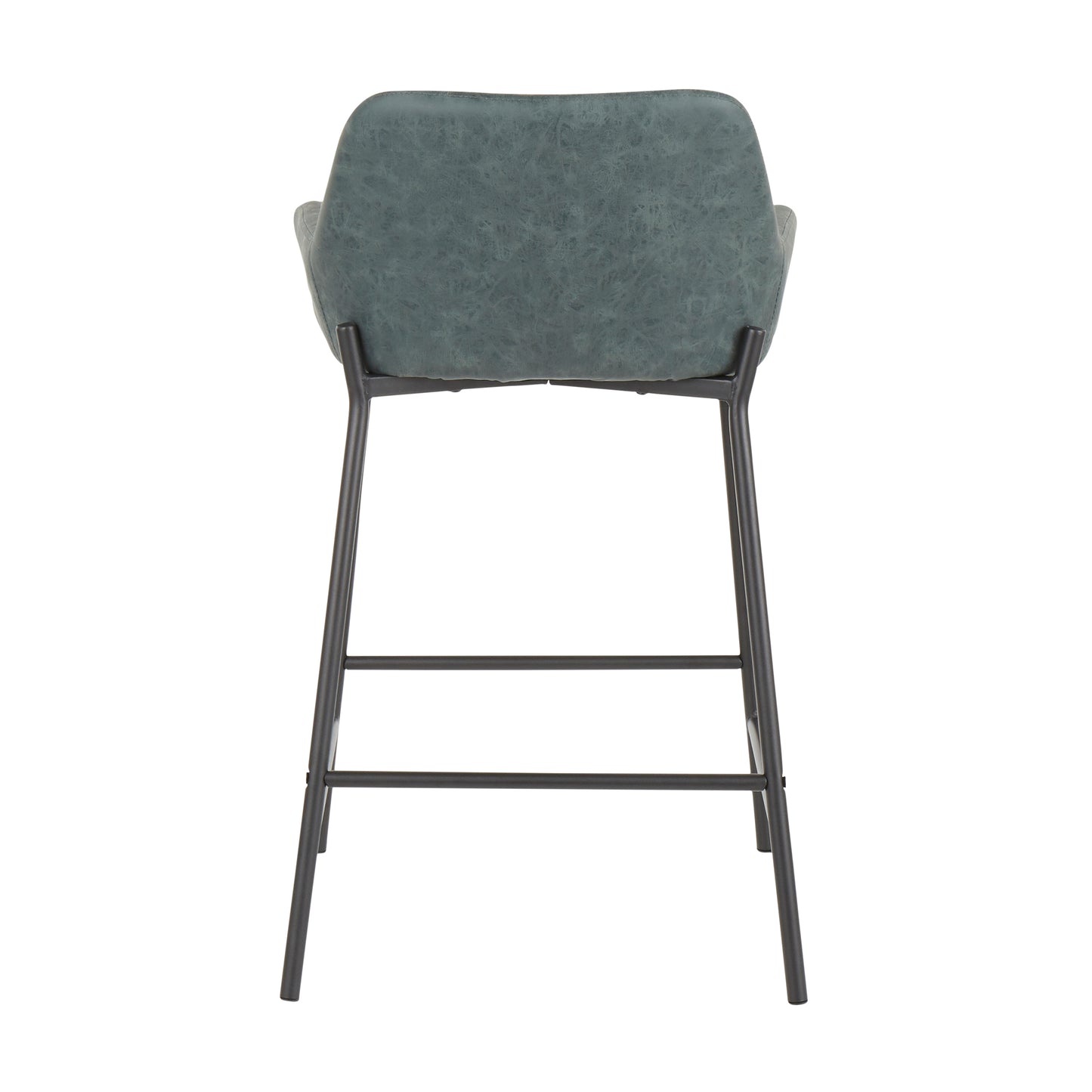 Nerona Luxe - Set of 2 - 21" Green Faux Leather Counter Stools with Black Metal Frame