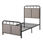 Twin Size Linen Upholstered Platform Metal Bed Frame With Fabric Headboard And Footboard - Brown