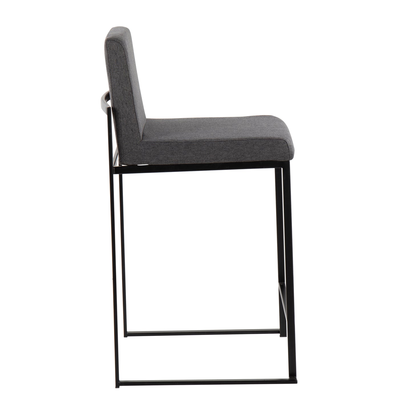 Milyndra - Set of 3 - 26" Charcoal Steel Counter Stools with High Back, Upholstered Seat, and Stylish Design