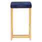 Lorvyn - Set of 2 - 24" Blue Velvet Gold Counter Stools with High Back