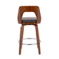 Trilogy - Set of 2 - 20" Walnut Mid-Century Modern Counter Stools with Brown Faux Leather Upholstery