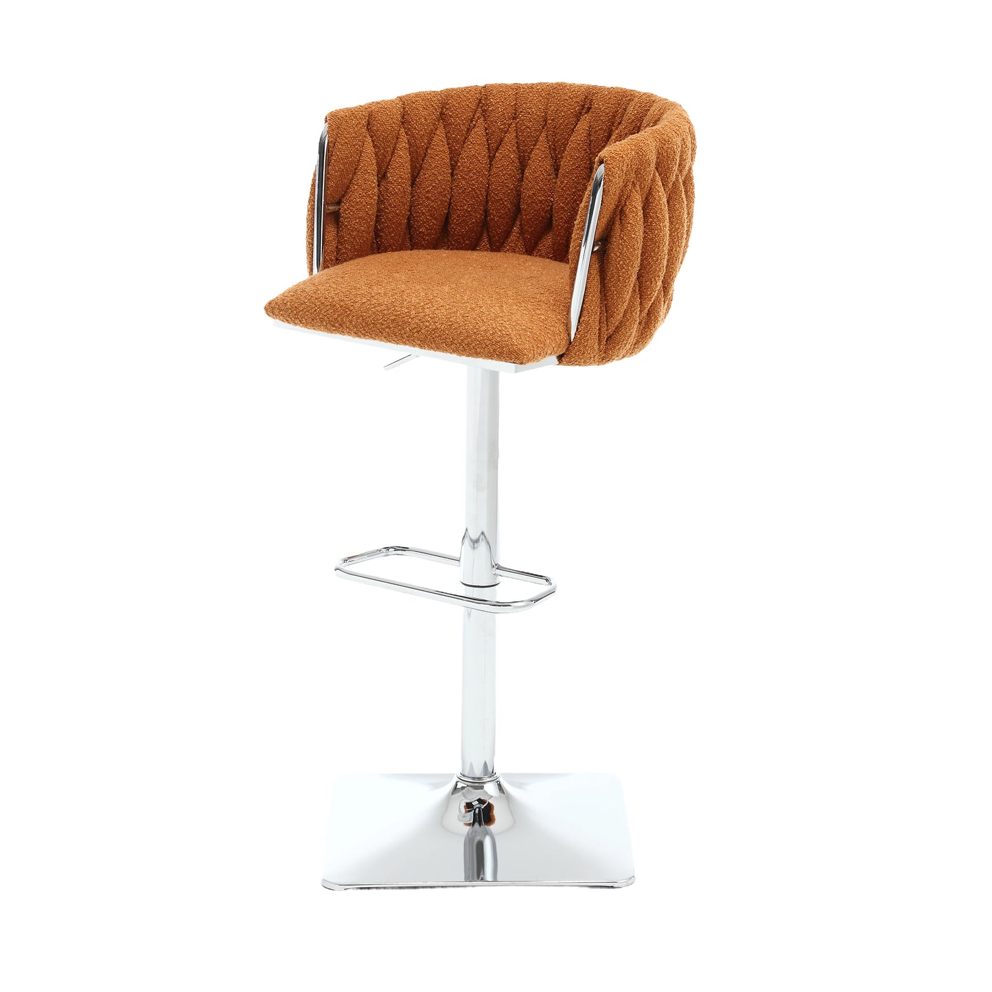 Bellavue Luxe - Set of 2 - 26" Swivel Counter Stools with Orange Boucle Upholstery and 360° Rotation