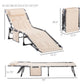Outsunny - Padded Folding Chaise Lounge Chair, Outdoor 6-Level Reclining Camping Tanning Chair With Headrest For Beach, Yard, Patio, Pool - Beige