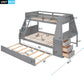 Bunk Bed With Trundle And Built In Desk, 3 Storage Drawers And Shelf