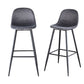 Nero - Set of 2 - 30" Dark Grey Velvet Bar Stools with Backrest, Black Metal Legs, and Footrests