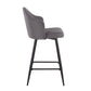 Amarae - Set of 2 - 26" Fixed-Height Counter Stools with Grey Fabric Seat, Black Metal Legs, and Square Footrest