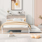 Platform Bed Frame With Trundle, USB Ports And Slat Support, No Box Spring Needed
