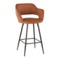 Marga - Set of 2 - 37- Brown Faux Leather Counter Stools with Black Metal Legs