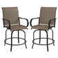 Havencrest - Set of 2 - 26" Brown 360° Swivel Outdoor Bar Stools with Armrests, Steel Frame, and High-Density Mesh Fabric for Patio Dining