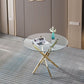 Contemporary Round Clear Dining Tempered Glass Table With Gold Finish Stainless Steel Legs - Gold