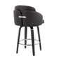 Laveh - Set of 2 - 29" Black Wood Counter Stools in Faux Leather with Chrome Footrest and 360° Swivel