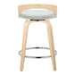 Grisel - Set of 2 - 24" Natural Wood & Light Green Fabric Counter Stools with Chrome Footrest and Swivel Seat by LumiSource