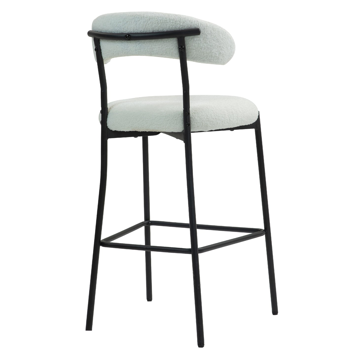 Sorelle - Set of 2 - 26" Snow White Teddy Fabric Counter Height Stools with Open Back and Black Powder-Coated Base