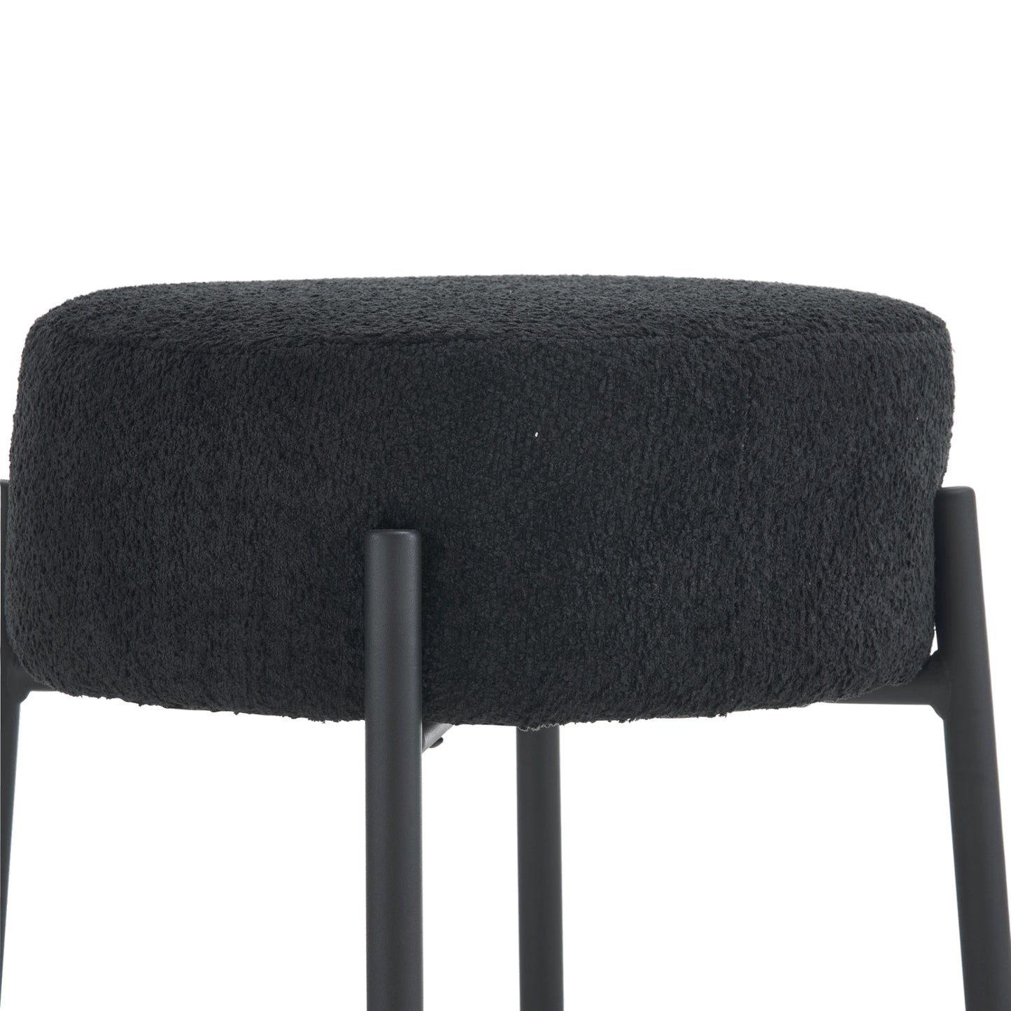 Helvett- Set of 2 -24"  Set Black Upholstered Round Bar Stools with High Resilience Foam-Tall Modern Dining Chairs for Kitchens & Bars