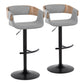 Elisa - Adjustable Barstool With Swivel & Rounded T Footrest (Set of 2) - Gray - Fabric