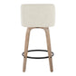 Talvyn - Set of 2 - 24" Cream Upholstered Counter Stools with Swivel and Whitewashed Wood Frame