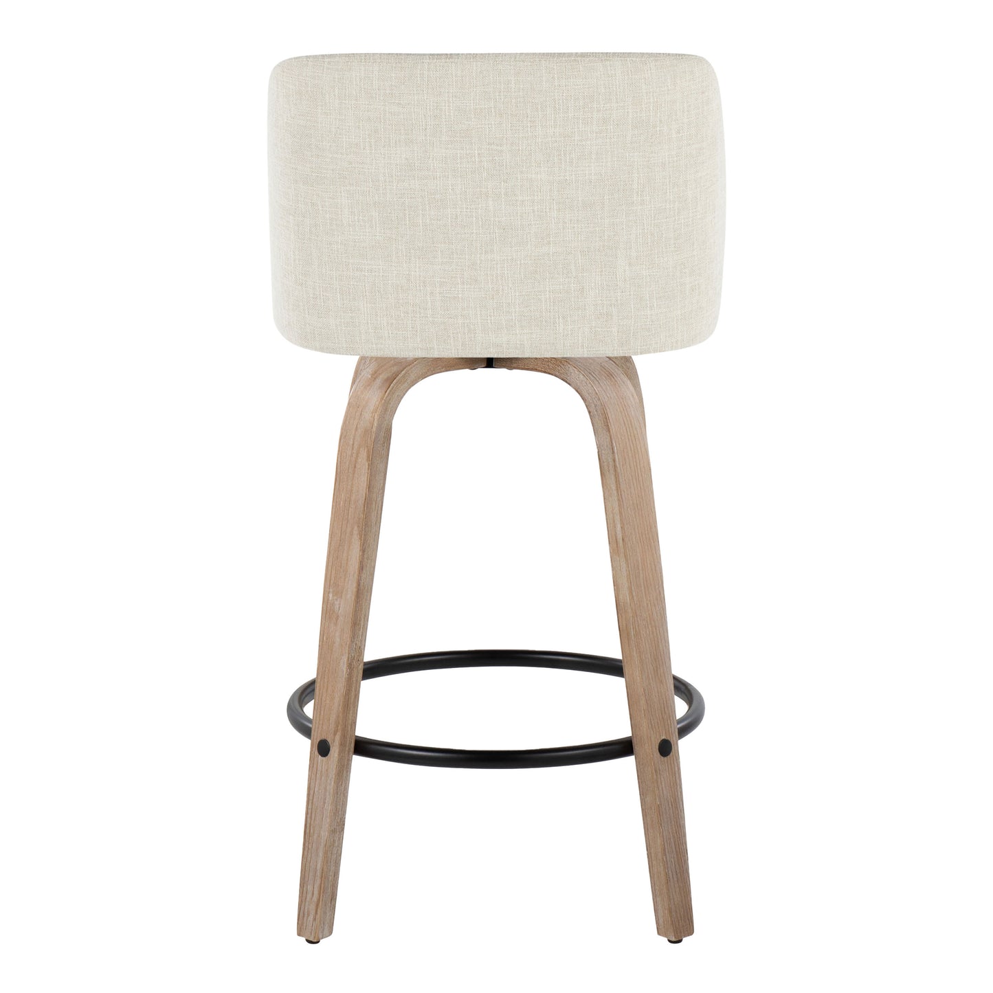 Talvyn - Set of 2 - 24" Cream Upholstered Counter Stools with Swivel and Whitewashed Wood Frame