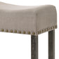 Haverhill - Set of 2 - 27" Tan Linen Upholstered Counter Height Stools with Weathered Gray Wooden Legs