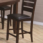 Loretiana - Set of 2 - 24" Counter Height Dining Chairs with Ladder Back, Faux Leather Cushions, Dark Brown Wood Finish