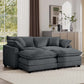 Modular Oversized Cushion Sofa With Ottoman, Low Back, Deep Seating Sofa Set