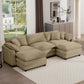 Oversized Modular Cushion Sofa With Ottoman, Low Back, Deep Seating Sofa Set