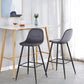 Nero - Set of 2 - 30" Dark Grey Velvet Bar Stools with Backrest, Black Metal Legs, and Footrests