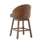 Hannah - Set of 2 - 29" Coffee Polyester Counter Height Swivel Bar Stools with Solid Wood Frame and 360-Degree Rotation