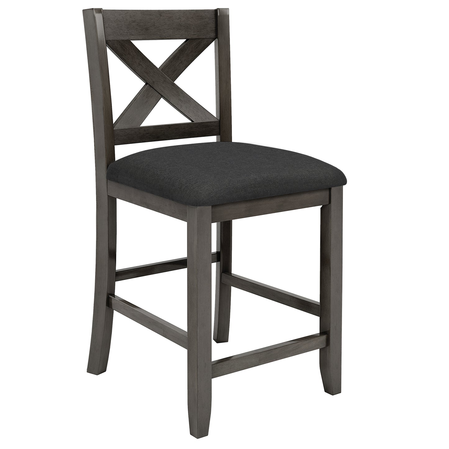 Montclaire - Set of 5 -36" Rustic Gray Counter Height Dining Set with Solid Wood Table, 2 Chairs, and 2 Stools