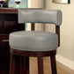 Sherly - Set of 2 - 30" Swivel Bar Stools - Dark Oak Solid Wood - Dark Gray Leatherette - Transitional Design for Dining Room