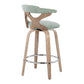 Gryvaris - Set of 2 - 24" White Washed Swivel Counter Stools with Seafoam Green Cushions and Chrome Footrest