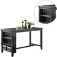 Hadrian - Set of 2 - 24" Gray Wash Counter Height Dining Set with Storage Shelves, High Chairs & Stools - Solid Acacia Wood