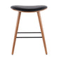 Simonea -Set of 2 – 26" Mid-Century Modern Counter Stools in Walnut & Black Faux Leather, Stylish & Comfortable Kitchen or Bar Seating