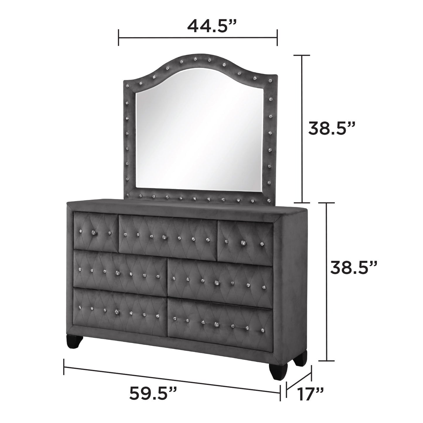 Hazel - 5 Piece Queen Tufted Bedroom Set - Gray