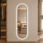 Capsule Shaped Dimmable LED Full Length Wall Mirror With Frame - Silver