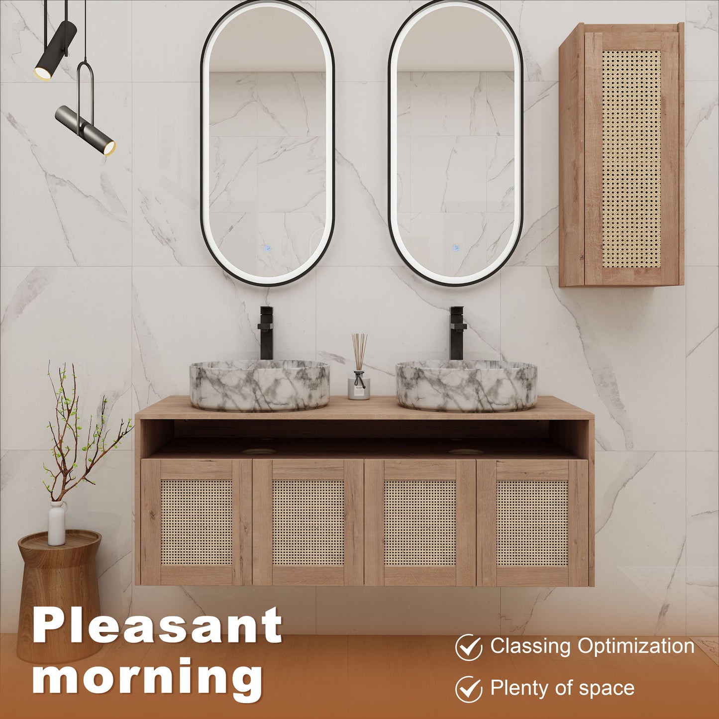 Bathroom Vanity & Art Sink And Side Cabinet, Float Mounting Design
