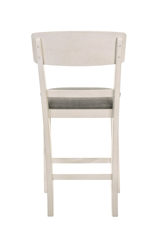 Sarina - Set of 2 - 22" Creamy White Counter Height Dining Chairs with Light Gray Upholstered Seats