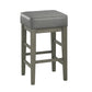 Pittsville - Set of 2 - 24" Antique Grey Solid Wood Counter Stools with Faux Leather Upholstery