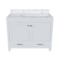 43" Bathroom Vanity With Artificial Marble Carrara Top Set, Multi Functional Bathroom Cabinet With Doors And Drawer - White