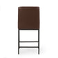 Mirole- Set of 2 - 26" Dark Brown Leather Counter Stools with High Back