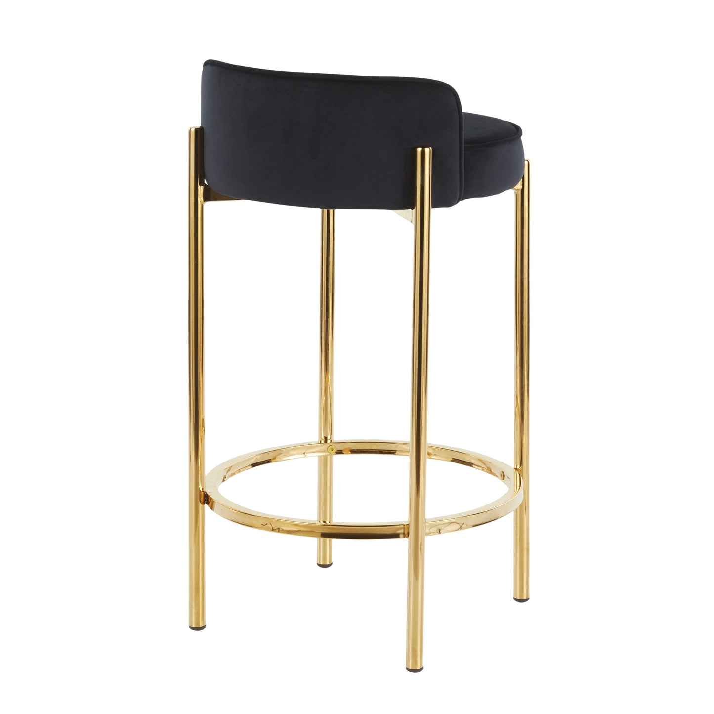 Celestia - Set of 2 - 24" Gold Metal & Black Velvet Counter Stools