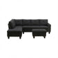 L - Shaped 3 Piece Sectional Sofa With Chaise, Storage Ottoman & Cup Holders