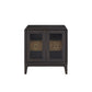 Glass Door Nightstand - Black