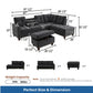 L - Shaped 3 Piece Sectional Sofa With Chaise, Storage Ottoman & Cup Holders