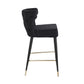 Henley - Set of 2 - 28" Black Velvet Counter Height Stools with Gold-Tipped Metal Legs