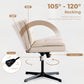 Large Size Armless Home Office Desk Chair Vanity Chair No Wheels - Beige