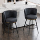 Gyro - Set of 2 - 24" Upholstered Swivel Bar Stools with High-Back, Adjustable Height, and Metal Accents for Kitchen & Dining