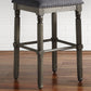 Sylphira - Set of 2 - 26" Grey Upholstered Wood Swivel Counter Height Stools with Bronze Nailhead Trim